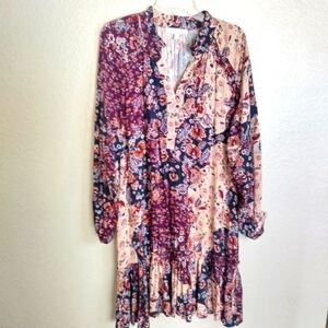 Adyson Parker floral Paisley v neck long sleeve relaxed dress sz Xl
